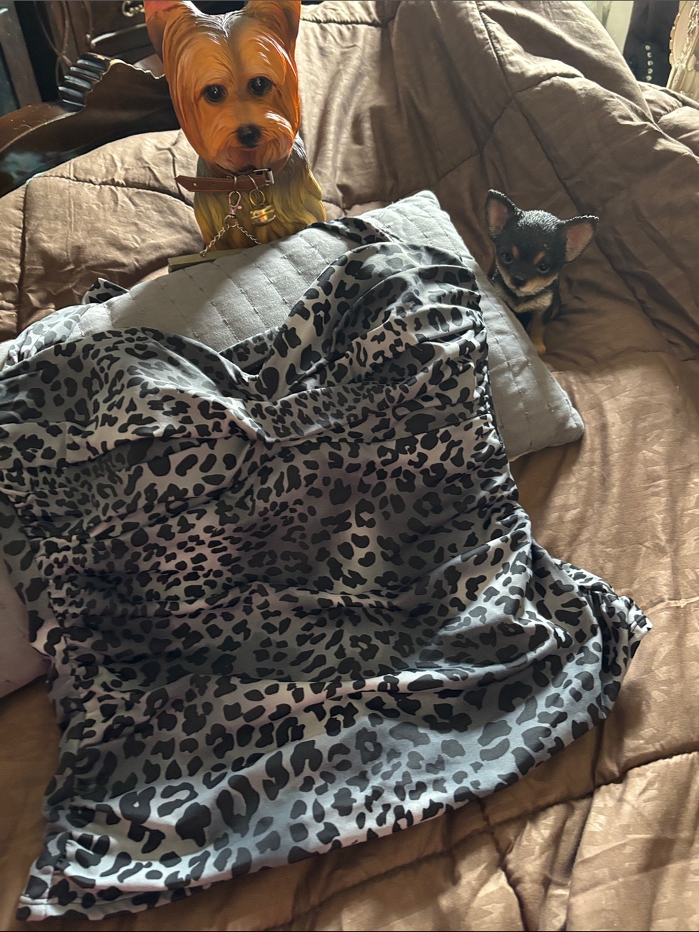 Miraclesuit Gray Leopard Print Strapless Bustier Bandeau